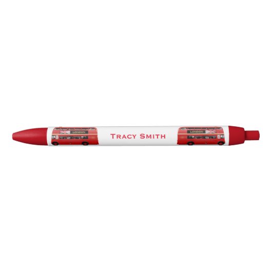 De Red London Double Decker Bus Zwarte Inkt Pen (Voorkant)