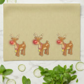 de Red Nose Reindeer Kerstgoud Theedoek (Gevouwen)