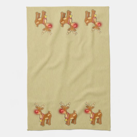 de Red Nose Reindeer Kerstgoud Theedoek (Verticaal)