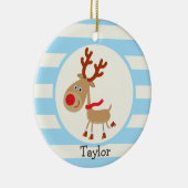 de Red Nosed Reindeer; Blue Stripes Keramisch Ornament (Rechts)