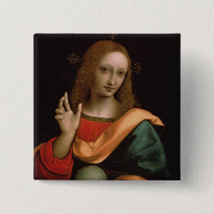 De redder van de wereld vierkante button 5,1 cm