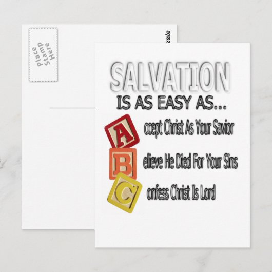 De redding is gemakkelijk als ABC Briefkaart (Voorkant / Achterkant)