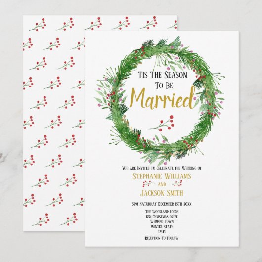 De reden om te trouwen | Winter Greenery Wedding Kaart (Voorkant / Achterkant)