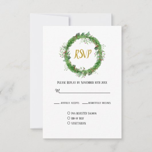 De reden om te trouwen | Winter Greenery Wedding RSVP Kaartje (Voorkant)