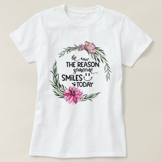 DE REDEN | Roze Floral Wreath T-shirt (Design voorkant)