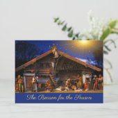 De reden voor de seizoensgebonden nativiteitsscène feestdagenkaart (Staand voorkant)