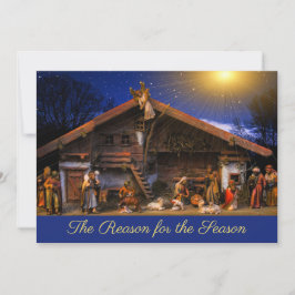 De reden voor het kerstfeest Kerststal scene Feestdagenkaart