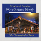 De reden voor het seizoen kerststal vakantie c feestdagenkaart (Voorkant / Achterkant)