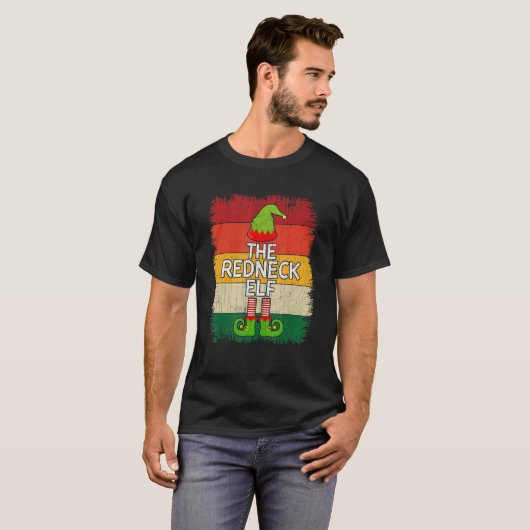 De Redneck Elf Matching Group Kerstfeest Pan T-shirt (Voorkant volledig)