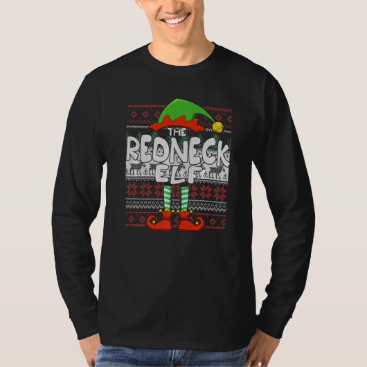 De Rednek Elf Matching Family Ugly Kerstmis T-shirt (Voorkant)