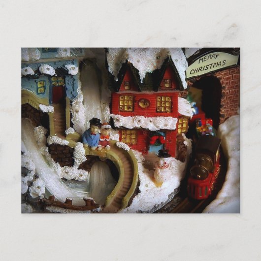 De Reeks van de Trein van de Stad van Kerstmis Feestdagenkaart (Voorkant)