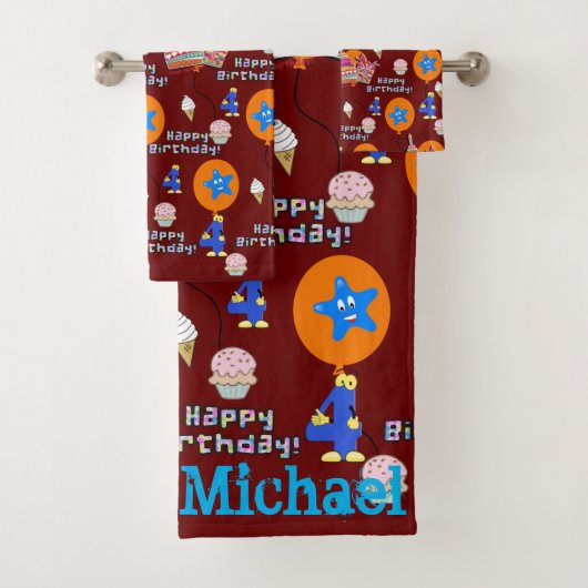 De Reeksen van de handdoeken, #4 Happy 4th Birthda Bad Handdoek (Insitu)