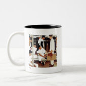 De referentie tweekleurige koffiemok (Links)