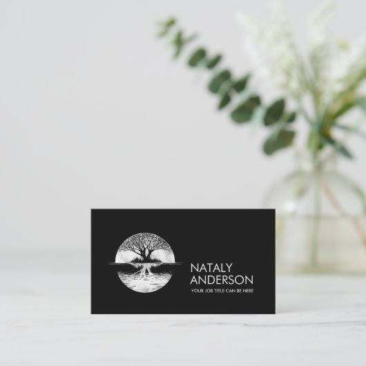 De reflectie Boom van het leven - witte wolk Visitekaartje (Staand voorkant)