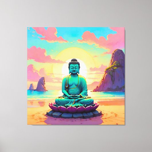 De reflectie van Boeddha’s zonsondergang Canvas Afdruk (Voorkant)