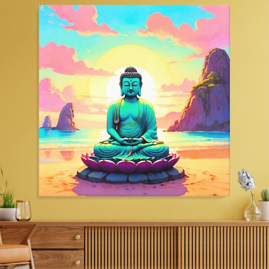 De reflectie van Boeddha’s zonsondergang Canvas Afdruk (Insitu (Woonkamer))