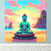 De reflectie van Boeddha’s zonsondergang Canvas Afdruk (Insitu (Houten vloer))