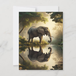 De reflectie van een olifant briefkaart