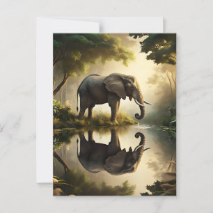 De reflectie van een olifant briefkaart