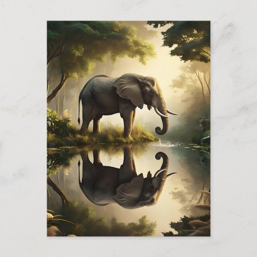 De reflectie van een olifant briefkaart (Voorkant)