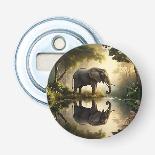 De reflectie van een olifant button flesopener