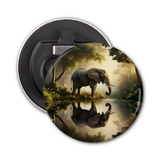 De reflectie van een olifant button flesopener (Voorkant)