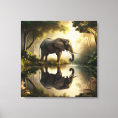 De reflectie van een olifant canvas afdruk (Voorkant)