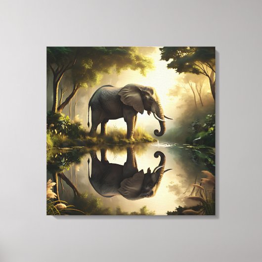 De reflectie van een olifant canvas afdruk (Voorkant)
