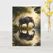 De reflectie van een olifant | Gelukkige verjaarda Kaart (Gele Bloem)