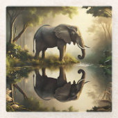 De reflectie van een olifant glazen onderzetter (Voorkant)