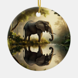 De reflectie van een olifant keramisch ornament
