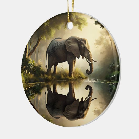 De reflectie van een olifant keramisch ornament (Links)