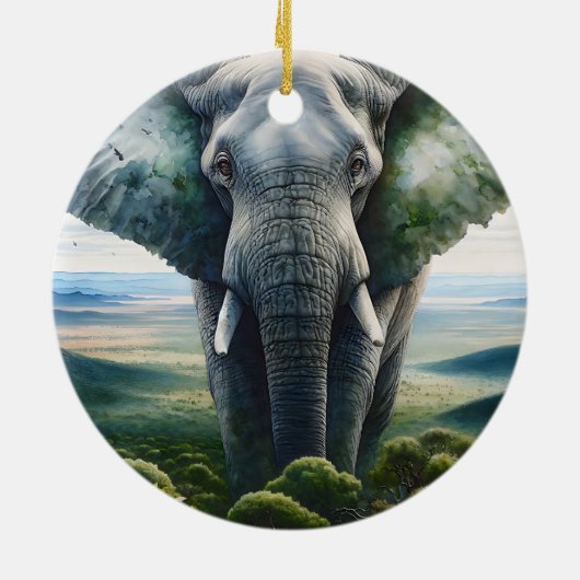 De reflectie van een olifant keramisch ornament (Achterkant)