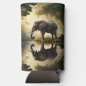 De reflectie van een olifant seltzer blikjeskoeler (Achterkant)