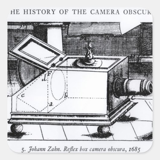 De reflex box camera obscura vierkante sticker (Voorkant)