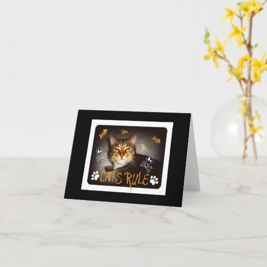 De Regel Notecard van katten Kaart (Gele Bloem)