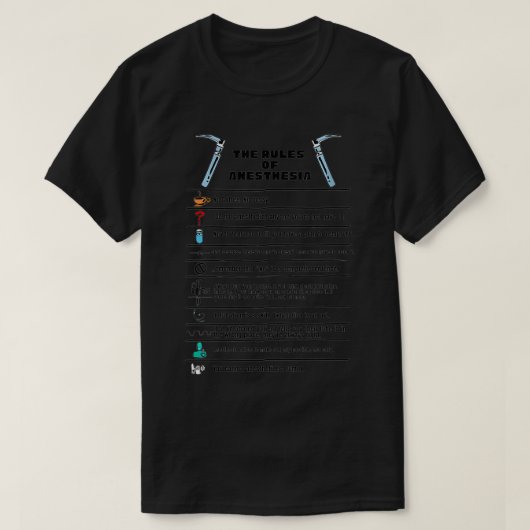 De regels van de anesthesie-nek t-shirt (Design voorkant)