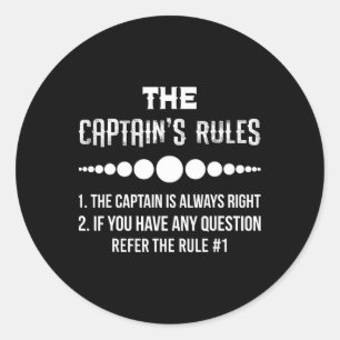 De regels van de kapitein Funny Boat Varende Humor Ronde Sticker