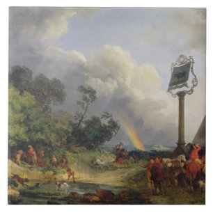 De regenboog, 1784 (olie op canvas) tegeltje