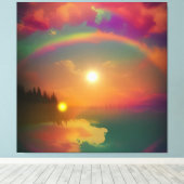 De regenboog canvas afdruk (Insitu (Houten vloer))