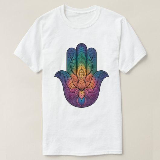 de regenboog Hamsa hand T-shirt (Design voorkant)