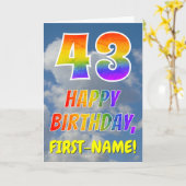 De regenboog kijkt "43" & "GELUKKIGE VERJAARDAG", Kaart (Gele Bloem)