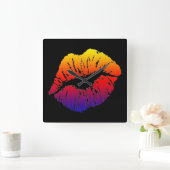 de regenboog knuffelt vierkante klok (Huis)