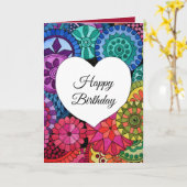 De Regenboog Mandala van de waterverf met Hart Kaart (Gele Bloem)