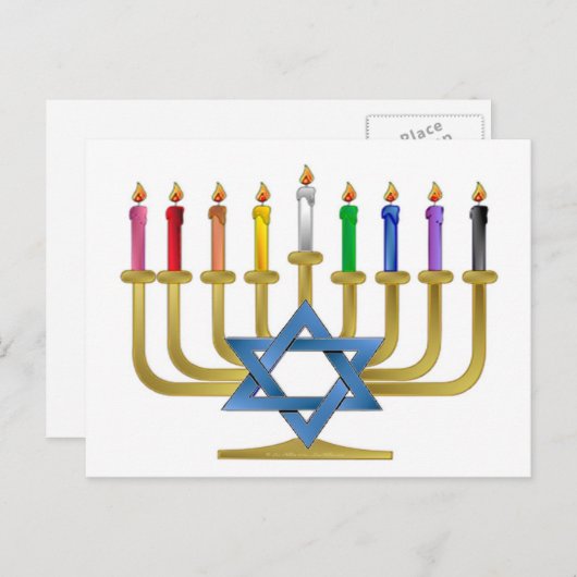 De Regenboog van de Chanoeka schouwt Gouden Feestdagenkaart (Voorkant / Achterkant)