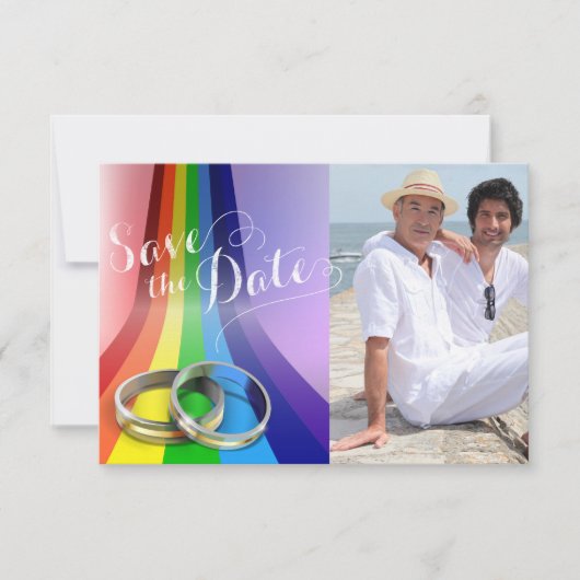 De Regenboog van de Golf en de Rings Wedding spare Save The Date (Voorkant)