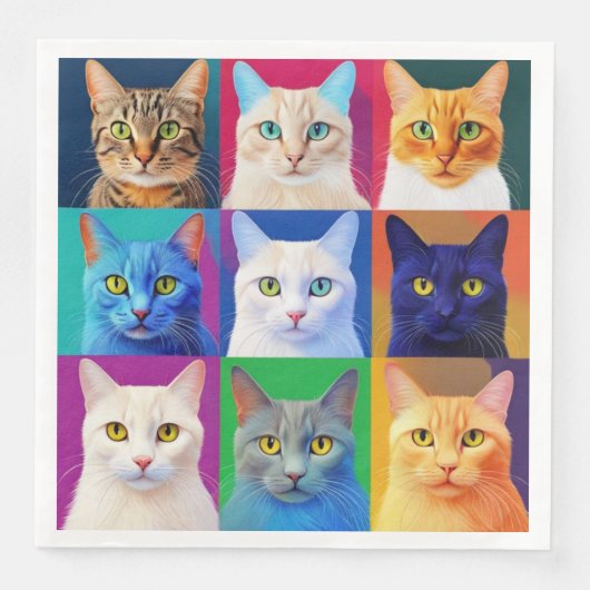 De regenboog van katten servet (Voorkant)
