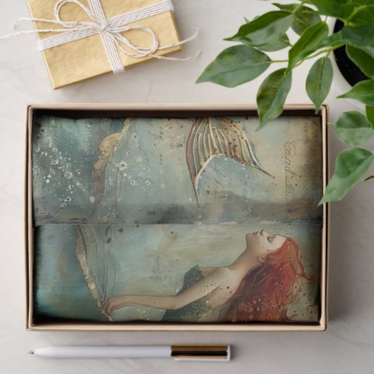 DE REGENBOOG ZEEMEERMIN SCHILDERIJ DECOUPAGE TISSUEPAPIER (Geschenk)