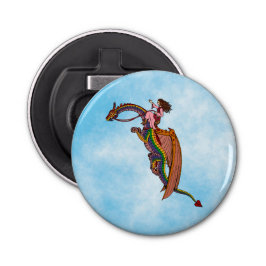 De regenboogdraak uitrusten button flesopener