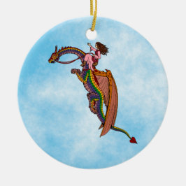 De regenboogdraak uitrusten keramisch ornament